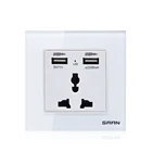 Socket White Socket Modern White Modular Universal 2 USB Wall Electric Socket