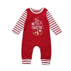 Rompers Print Infant Baby Rompers Christmas Letter Stripe Stitching Print Infant Crawling Suit