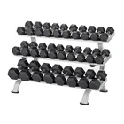 Gym 10kg 50kg Custom Logo Fitness Home Use Gym Hex Rubber Dumbbells