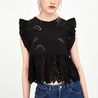 New Blouse Designs Down Blouse New Frill Sleeve Women Casual Blouse Designs