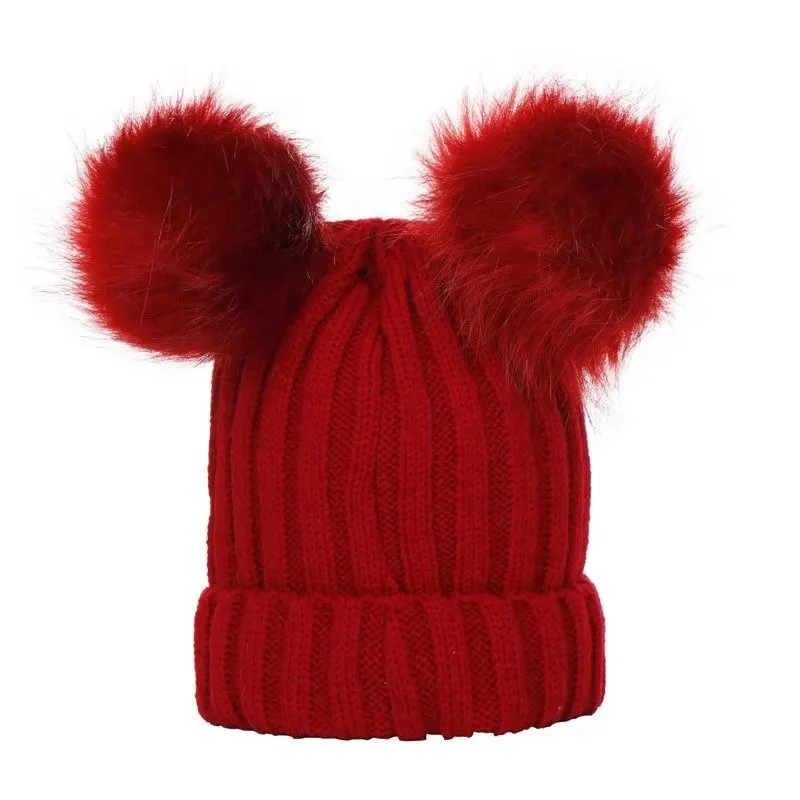 0-24 Months Baby Hats Newborn Infant Beanie with faux Fur Pom Pom Winter