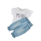2019 Kid Cloth Girl Clothing Baby Summer Fashion Short Korean Pant Dress Boutique Trouser Two-Piece Child Set Jean