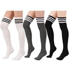 women over the knee high socks black white striped lady long socks sexy plus size thigh high cotton socks for girl