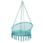 blue Round Rope Hammock Swing Macrame Hanging Chair
