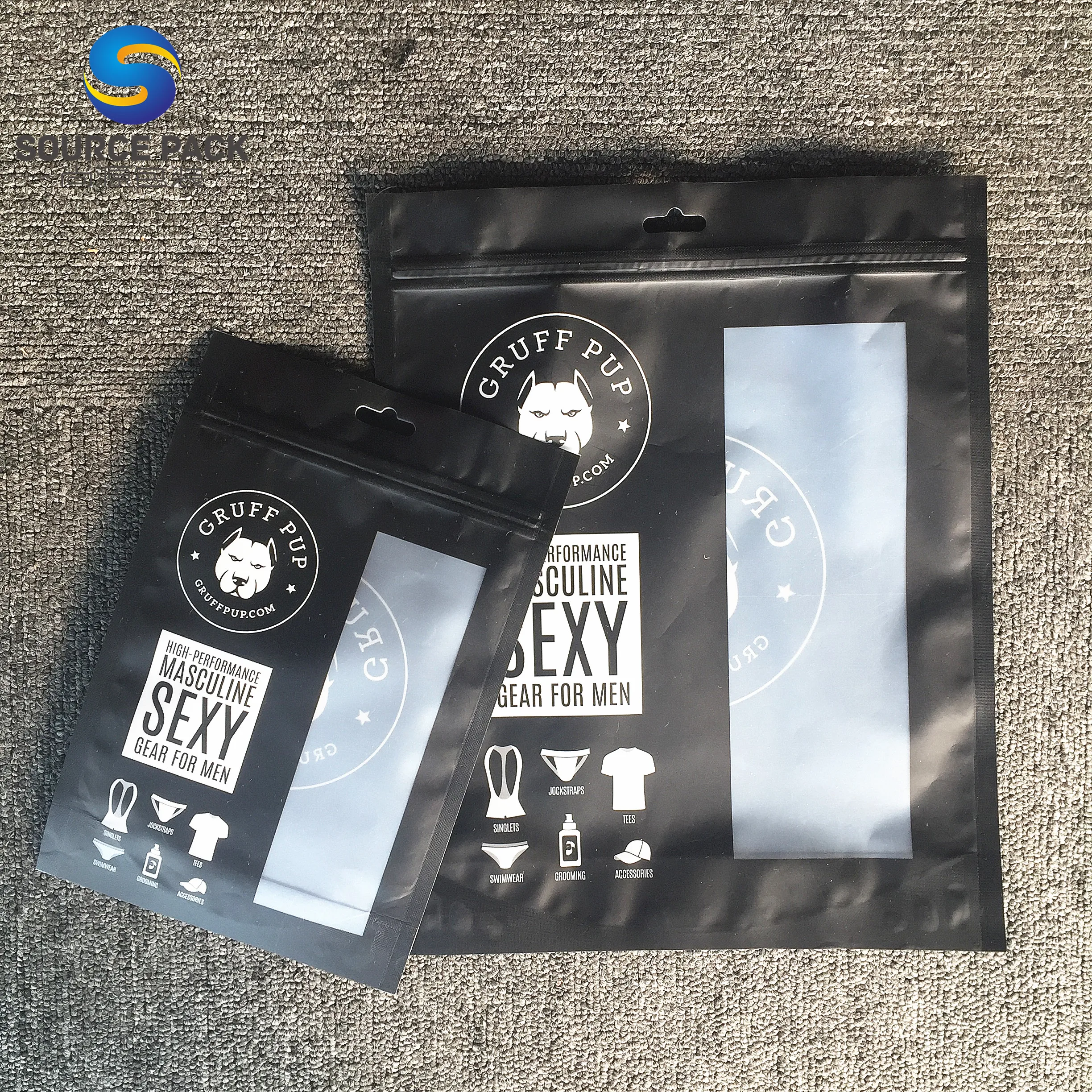 Custom Printed Mylar Ziplock Bag With Clear Window For T Shirt