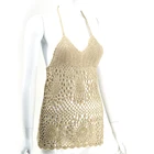 Hanging strap hollow mini crochet lace dress