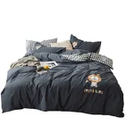 washed cotton bed sheet kids bedding duvet cover