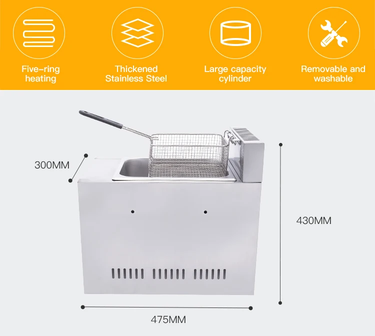 L Commercial Industrial Table Top Single Tank Lpg Deep Gas Fryer