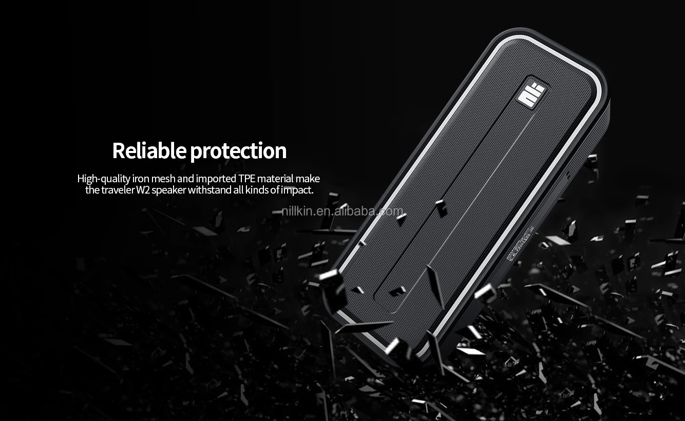 Nillkin Traveler W2 IPX7 Waterproof Portable Bluetooth Outdoor Speaker with 2*20W Strong Output 3D Play mode - Black - ANKUX.COM