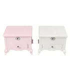 High Quality Custom New Design Pink / White Color Jewelry Music Gift Wooden Box With Make-up Mirror