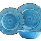 12 pcs Luxury melamine dinnerware set service for 4 blue color