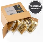 Wholesale bulk disposable flatware silverware set rose gold glitter plastic fork spoon knife cutlery set combo
