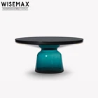 Modern Nordic Luxury Home Furniture Style Glass Base Stainless Steel Champagne Gold Side Coffee Table