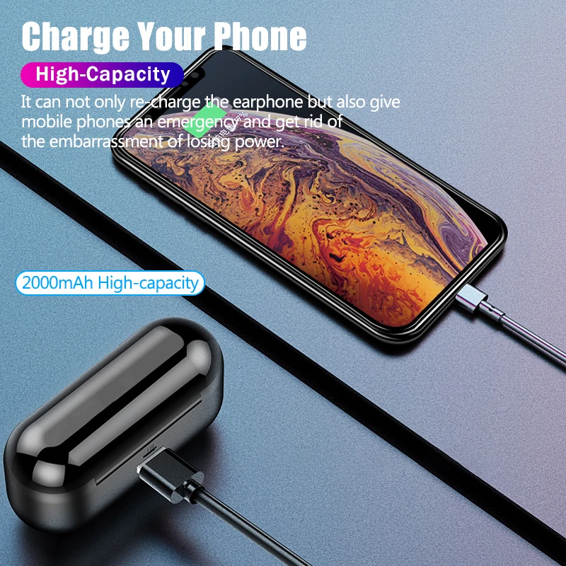 LED Power Display Wireless Earphone Smart Touch Bluetooth Headphone Sweatproof Earbuds BT Headset with Power Bank Charging Box - ANKUX.COM