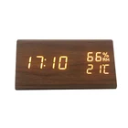 Home Led Alarm Clock Home Decoration LED Wood Clock Sound Control Digital Triangle Wood Led Alarm Clock