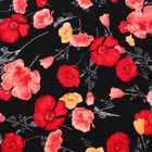 Textile supplier black woven flower print bubble chiffon fabric for dress