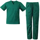 OEM Professional Comfy Simple V Neck Cotton Polyester Scrub Uniform Sets