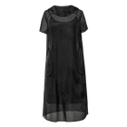 2019 Summer New Slim Black Hooded Round Neck Short-Sleeved Loose Dress Two-Piece