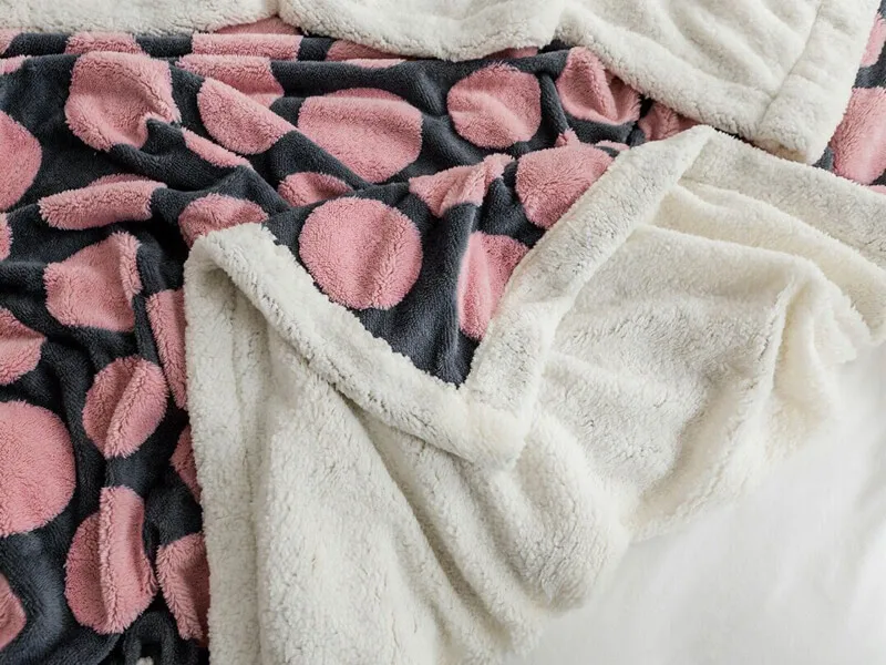 i@home Jacquard winter thick warm coral fleece sofa sherpa blanket