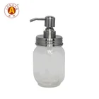 Finish Lids Polished Chromed Matte Etc Mason Jar Soap Dispenser Lid High Quality Mix Finish Lids And Pump Blue Mason Jar Soap Dispenser Round Shape Glass Bottle