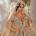 Eslieb Luxury Crystal Wedding Dresses Turkey Istanbul Guangzhou Manufacturer Long Tail Ball Gown Wedding Dress 2020
