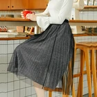 Mesh Pencil Skirt Women Mid-length Skirt High Waist A-line Pleated Skirt For Women