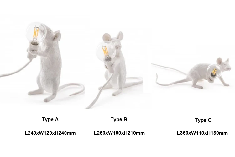 Modern Resin Animal Sitting Standing Lying creative Mini Mouse Lamp Table lamp led for Home Decoration