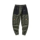 Custom high street Cotton twill Multi Pockets Black Tapered Mens Casual Cargo Pants