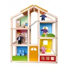 Furniture Toys Set Doll House Wooden Toy House New Pretend Play Happy Family Baby Furniture Toy Big Wooden Doll House For Baby
