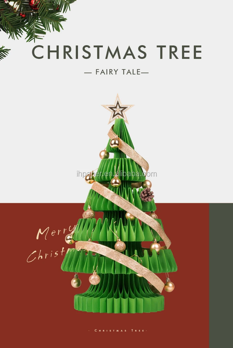 ihpaper eco-friendly folding christmas tree decoration xmas