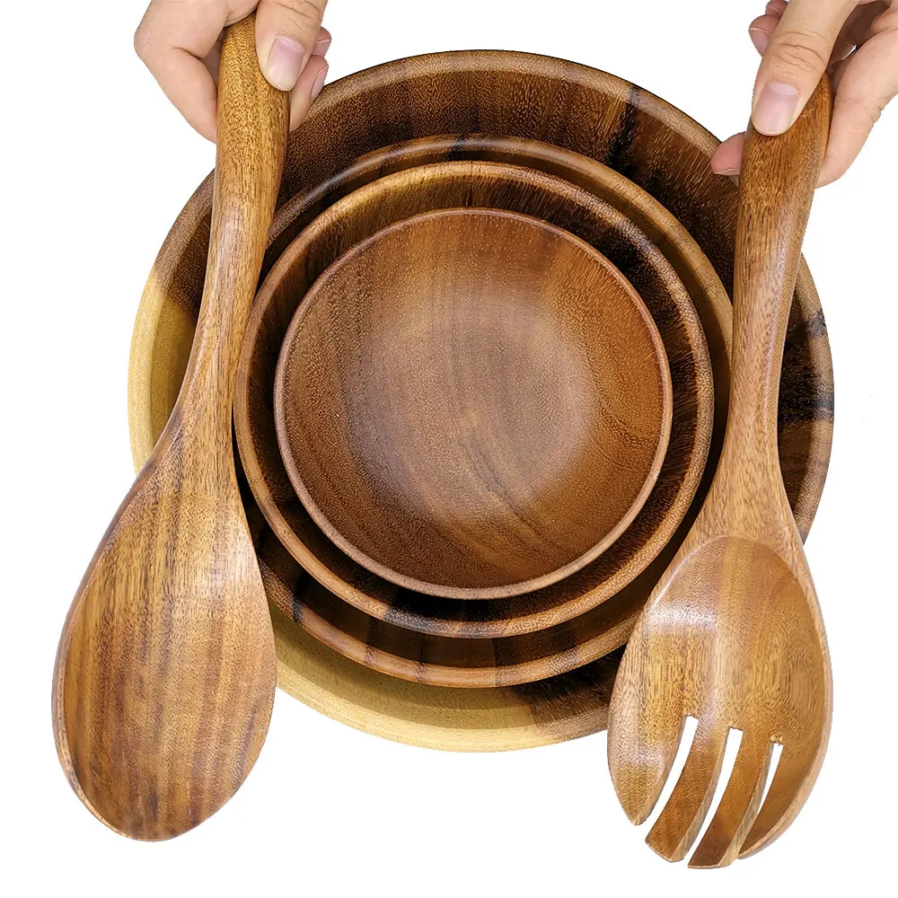 1 X Speisen Holzschüssel Salat Suppe Reis Nudeln Jujubeholz Geschirr Küche