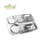 Hot sell stainless steel school lunch tray dinner plate fast food serving tray