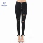 2019 High End Brand Skinny High Waisted Women Ripped Trousers Summer Skinny Jeans Denim Pants Hole