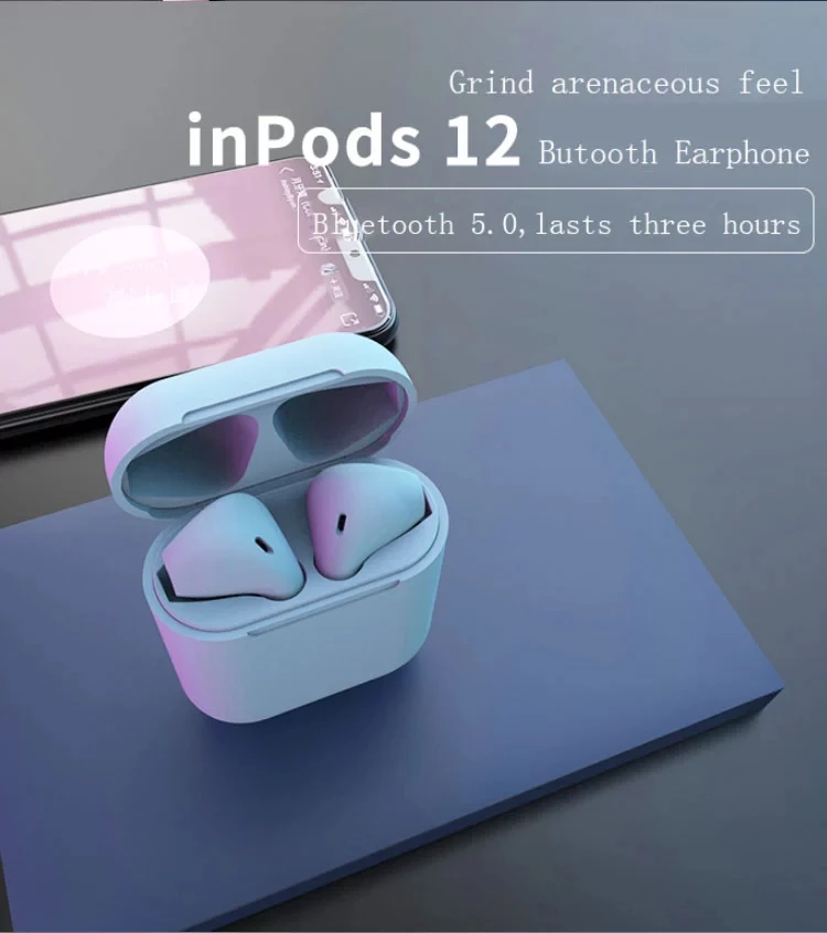 Colorful TWS i12 inpods 12 Wireless earphones Frosted Feel Touch Control Tws earbuds - ANKUX.COM