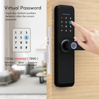 Door Lock Biometric Tuya WiFi App Smart Door Lock Biometric Lock Fingerprint Door Handle Digital Keyless Lock