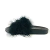 New summer black fur eco friendly plush house black rubber slipper