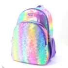 Fashion School Fashion Purple 2 In 1 Rainbow Sequins Backpack School Bag With Lunch Bag Bag School School Bag For Girls