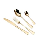 Luxury Hotel Restaurant Wedding Gold Plating Stainless steel spoon Steak knife fork 16 piece flatware cutlery Gife set