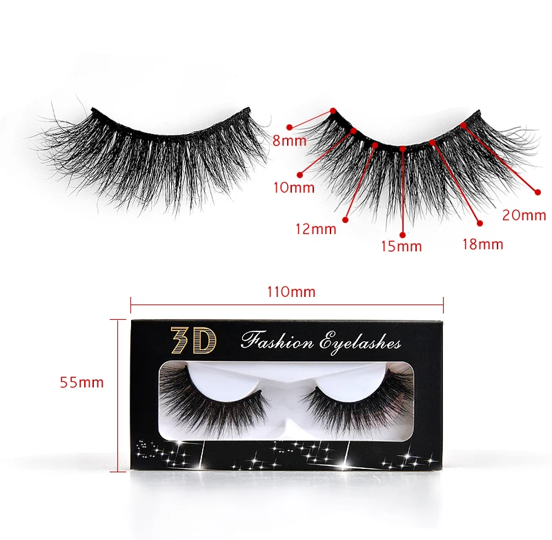 100% 3d mink effect false eyelash 3d mink eyelashes with custom packaging 