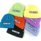 Custom applique embroidery patch winter hat soft knitted beanie