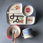 Joyhome bamboo fiber 5pcs cute healthy kids baby feeding dinner set