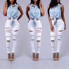 Denim woman's Jeans wholesale Ladies Pencil pants Hole Trousers Women Cotton Classic OEM Customized pants for women