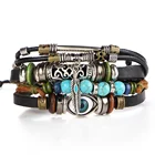 Eye jewelry bracelet kraft wax cotton thread and turquoise wood resin and zinc alloy