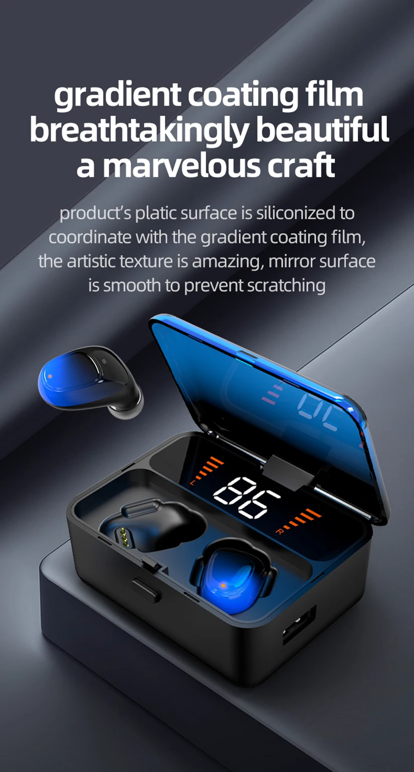 2019 New Design Custom HBQ-ES01 Mini Sport Waterproof Noise Cancelling Portable Wireless Earphones with LED Digital Display - ANKUX.COM