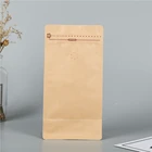 Custom Printed Food Grade heat seal kraft paper bags for coffee with zipper and valve