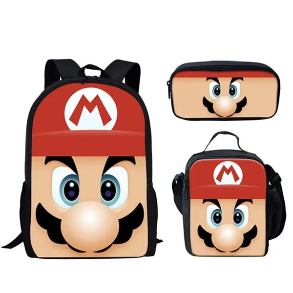 Grandes bolsas de la escuela conjunto niños Mochila Anime Super Mario Bros impreso primaria Mochila escolar Mochila