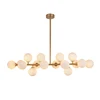 nordic suspension lamp with opal glass balls antique brass lamp body LED modern chandelier