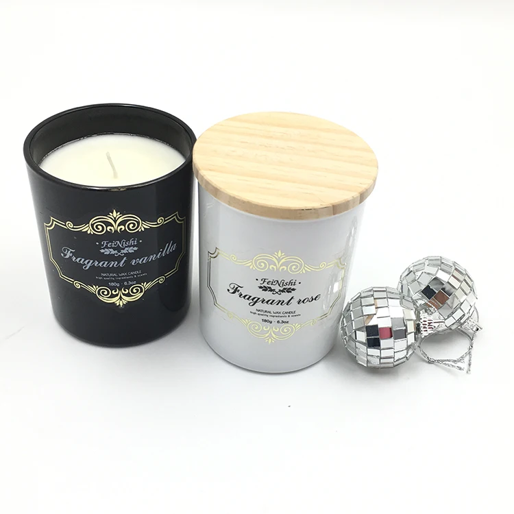 100% natural soy wax scented candle in glass jar