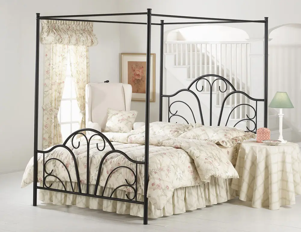 Мебель для спальни черный металл король королева размер Навес 4 плакат кровать