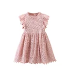 High Quality Summer Children Girl Clothes Crochet Lace Party Dress Fly Sleeve Flower Girls Party Dresses